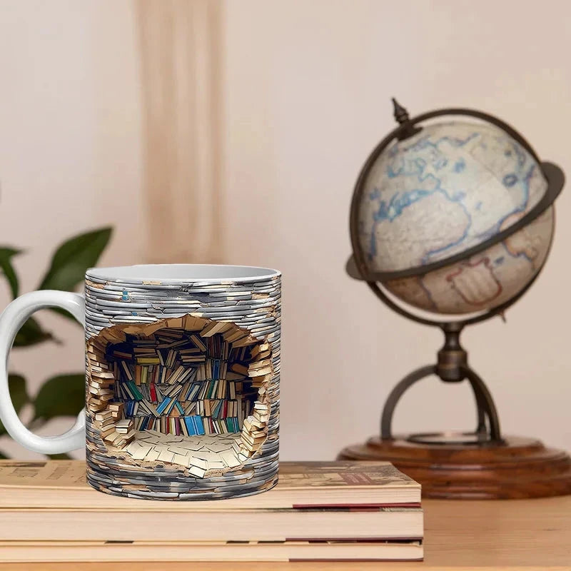 3D Library Bookshelf Mug, Coffee Mugs Gift for Book Lovers – Belro