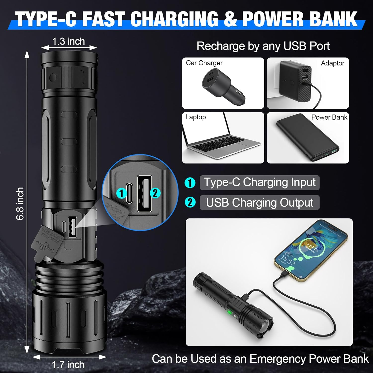 brightest non rechargeable flashlight Flashlights, Super Bright High Lumens Flash Light, 5 Modes Size:4mm Only TWO Brand New Outdoor Rucksack Control brightness smoothly with