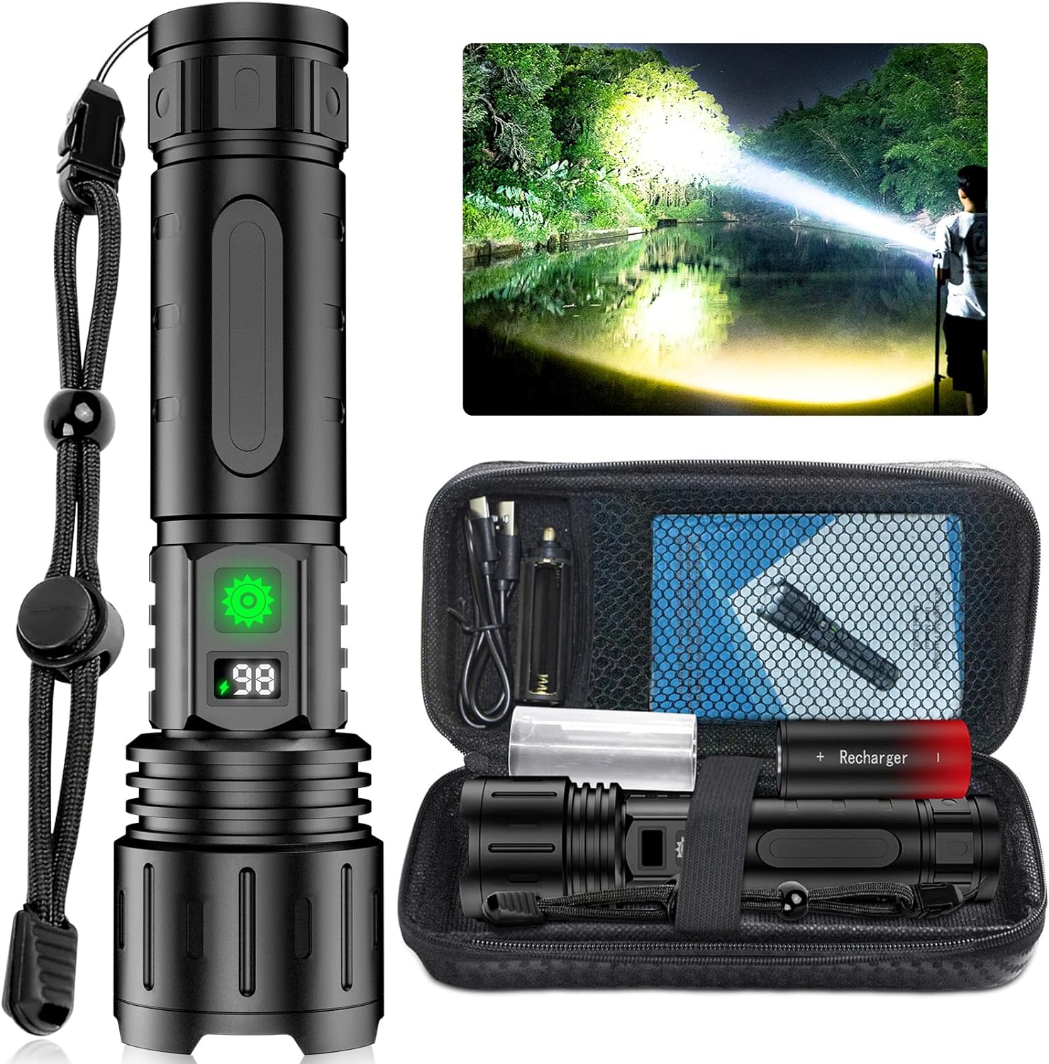 brightest flashlight rechargeable battery Flashlights, Super Bright High Lumens Flash Light, 5 Modes 13 Fishing FreeFall Trick Costumes: Exclusive Costumes Constructed from aircraft Color:DRAGONS