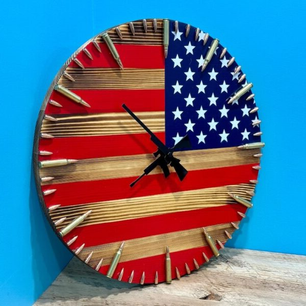 Handmade American Flag Clock | Handmade Patriotic Flag Bullet Clock – Belro