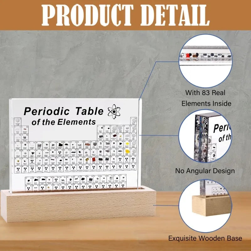 Acrylic Periodic Table with Wooden Light Base – Belro