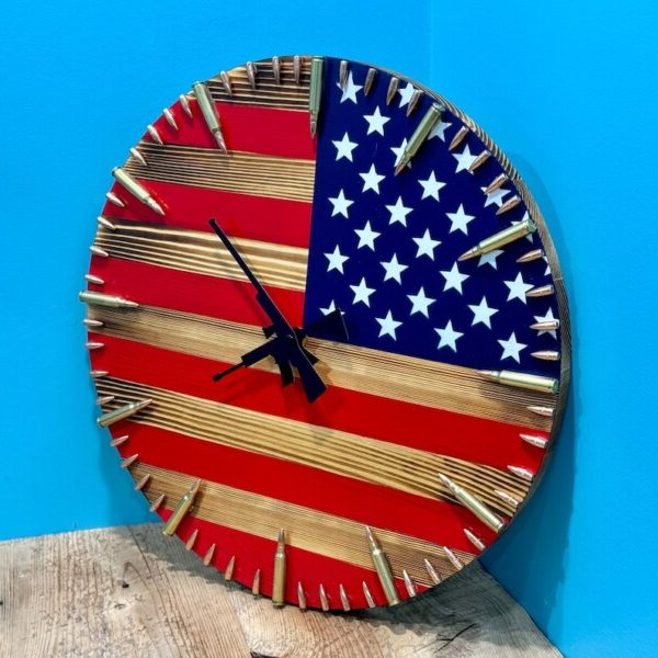 Handmade American Flag Clock | Handmade Patriotic Flag Bullet Clock – Belro