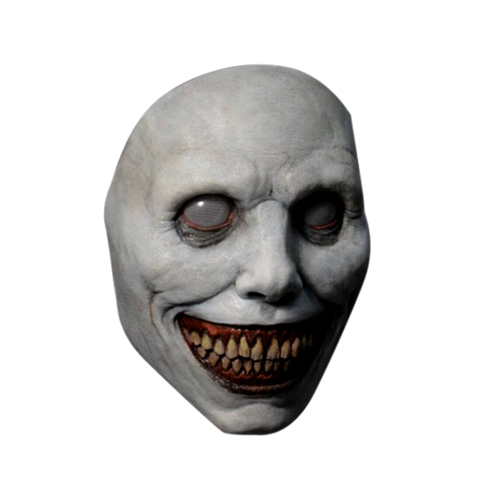 Creepy Smiling Face Evil Mask - Creepy White Eyed Demon Smiling Mask ...